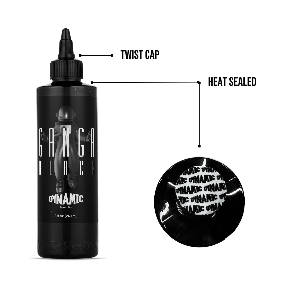 Professional black tattoo ink for clean lines and smooth shading