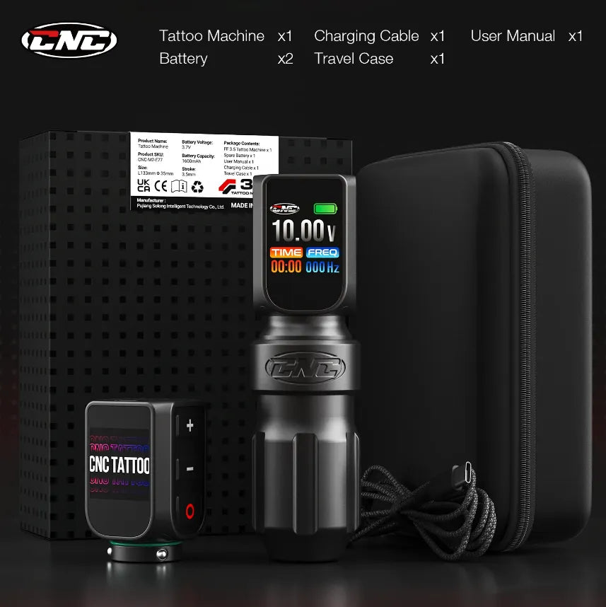 CNC E77 Wireless Tattoo Machine – Dual Battery Kit - Tattoo Boutique