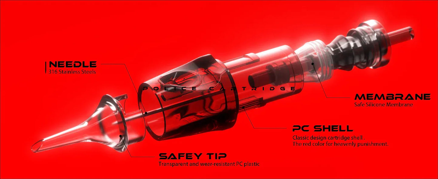 CNC Police Round Liner Cartridges | RL Tattoo Needle Cartridges - Tattoo Boutique