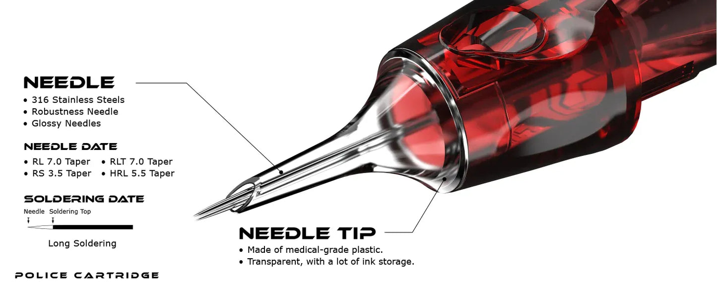 CNC Police Round Shader Cartridges | RS Tattoo Needle Cartridges - Tattoo Boutique