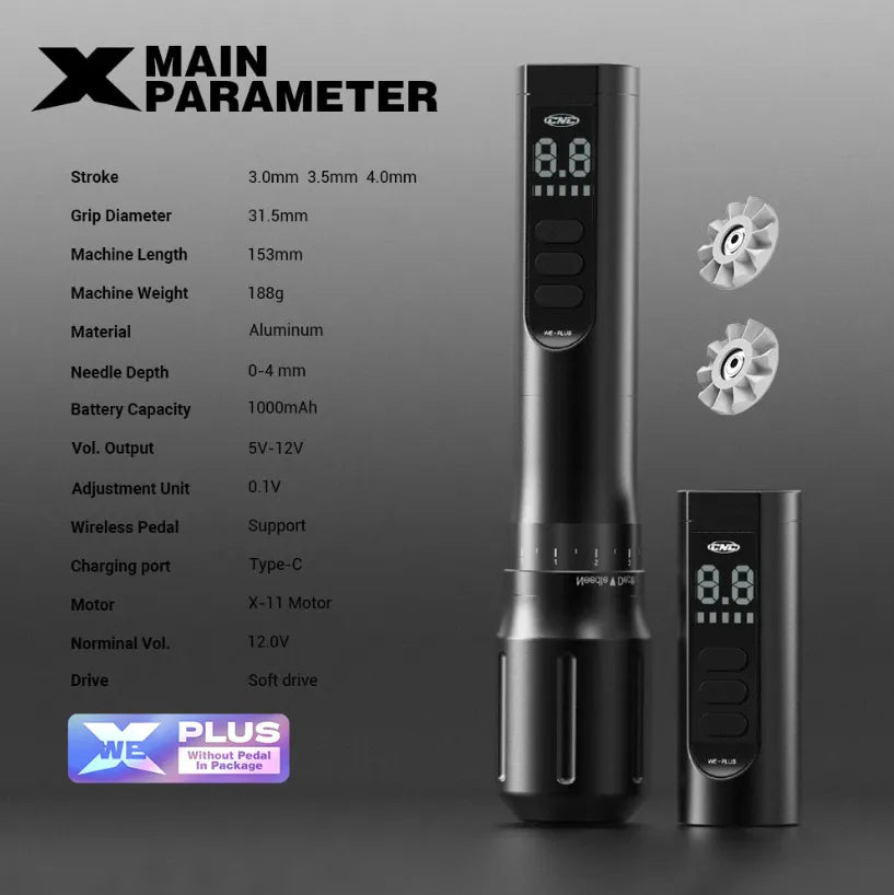 CNC X-WE PRO Wireless Tattoo Pen Machine - Dual Batteries - Tattoo Boutique