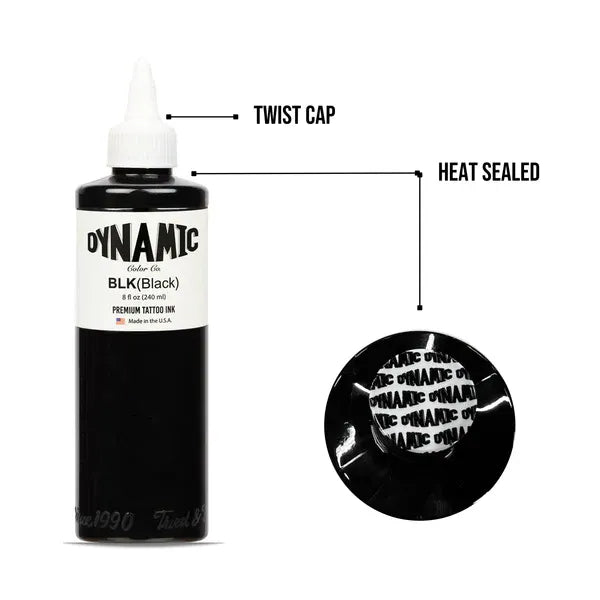 DYNAMIC Ink Black 240ml (8oz) - Tattoo Boutique