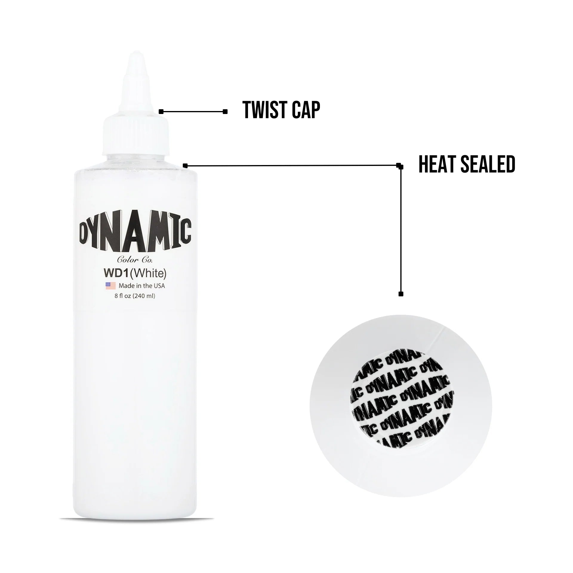 DYNAMIC White Tattoo Ink 240ML - 8 oz. Bottle - Tattoo Boutique