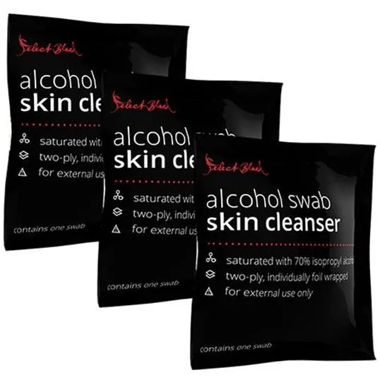 SELECT BLACK Alcohol Sterile Cleansing Swabs Wipes - 100 Pcs Pack - Tattoo Boutique