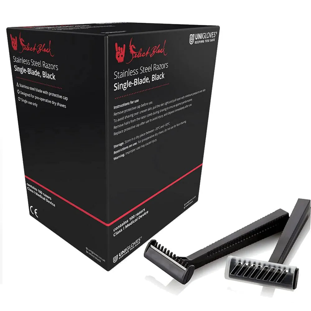 SELECT BLACK Single Blade Razors for Tattoo - 100 Pcs Box - Tattoo Boutique