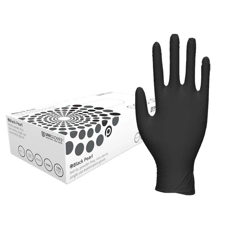 UNIGLOVES Black Pearl Nitrile Gloves for Tattoo - Box of 100 - Tattoo Boutique