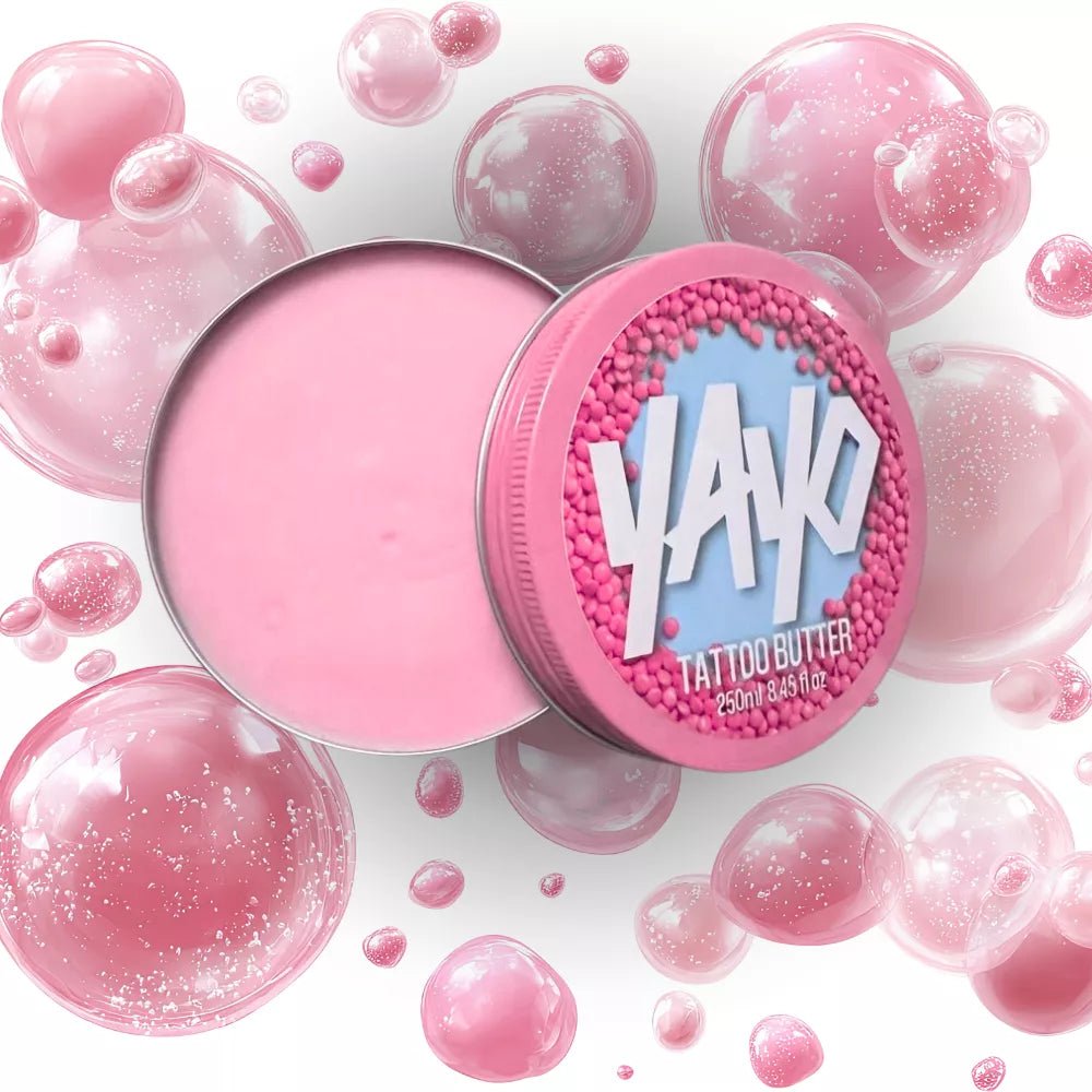 Yayo Bubblicious Buter tattoo aftercare with bubble gum scent
