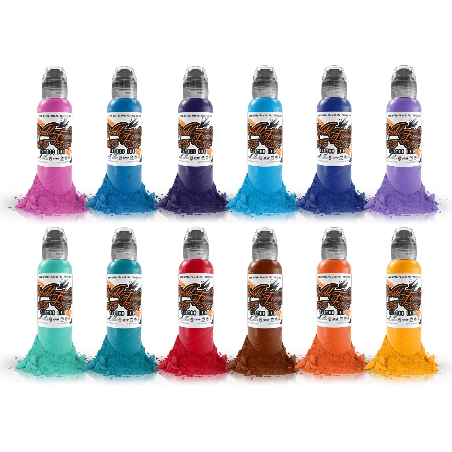 World Famous Ink Primary Colour Ink Set – 12 × 30 ml bottles