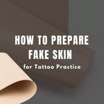 Fake skin prepared for tattoo practice with stencil transfer for beginner tattoo artists