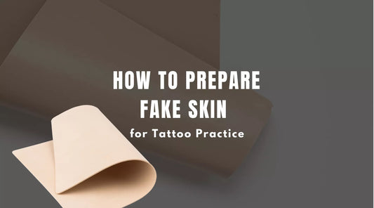 Fake skin prepared for tattoo practice with stencil transfer for beginner tattoo artists