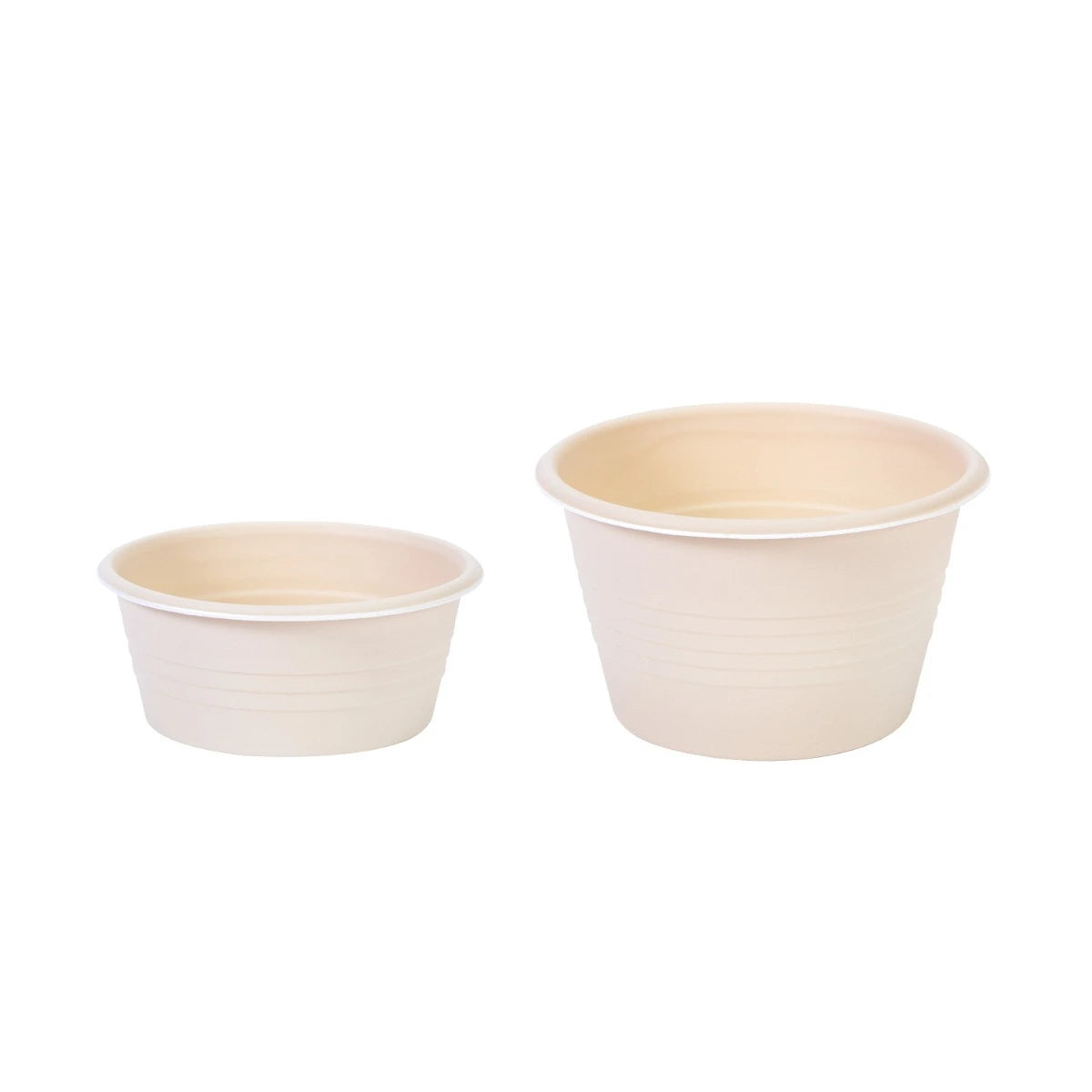 2 Biodegradable Rinse Cups – 120ml and 60ml Disposable Cups in white background