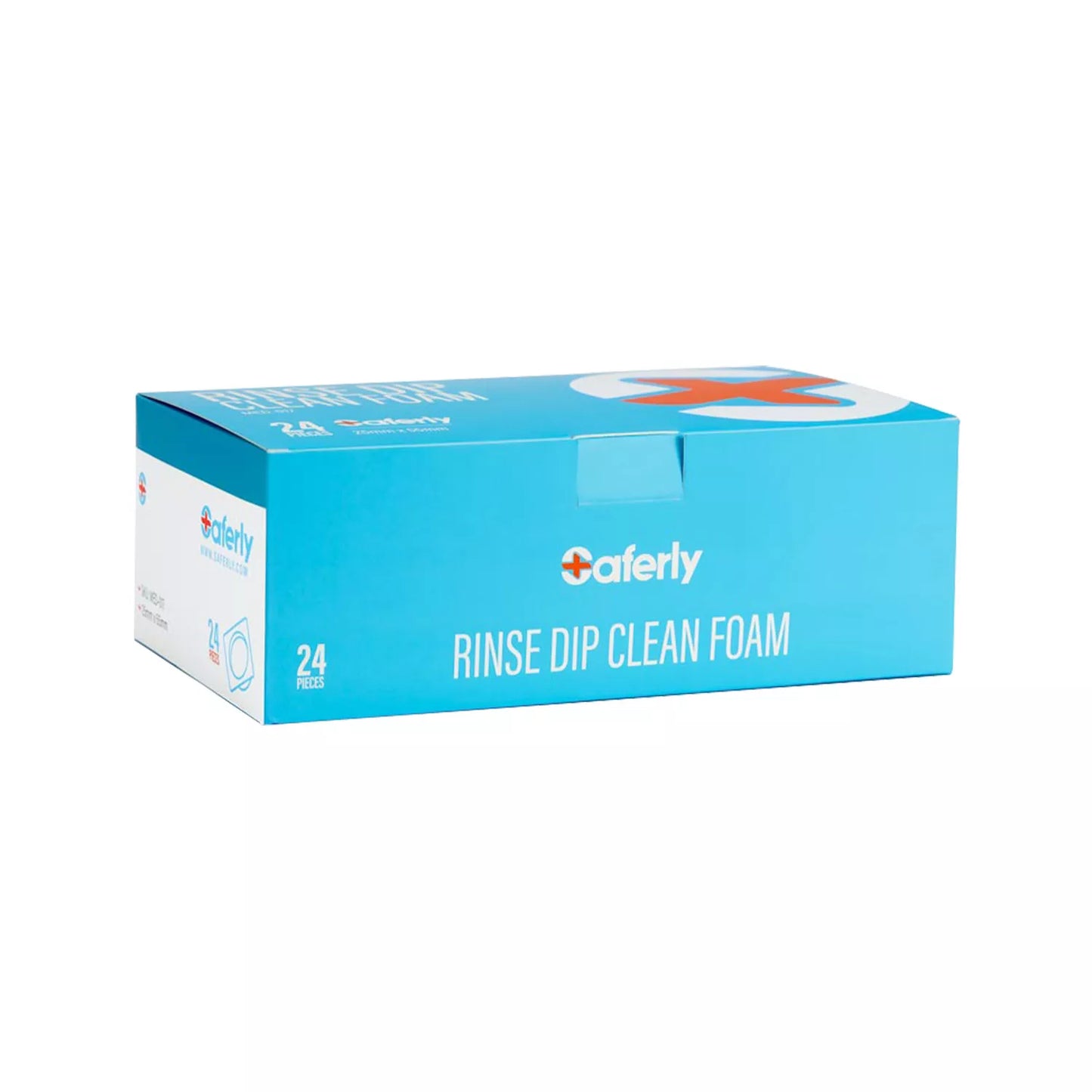 Box of 24 Safetly Rinse Dip Clean Foam on a white background