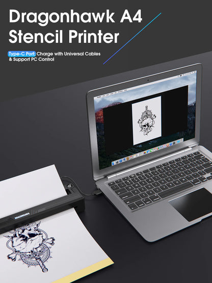 Thermal tattoo stencil printer Dragonhawk compatible with A4 paper