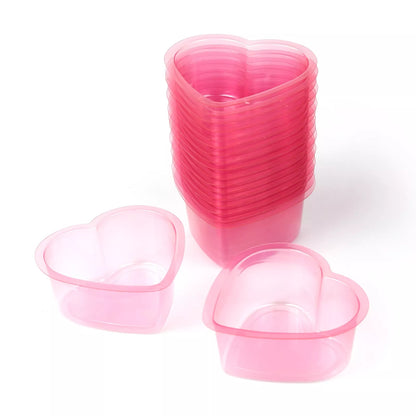 A set SUPERAY Heart Shaped Tattoo Rinse Cups Pink 150ml, with one stack of cups and two individual cups displayed on a white background.