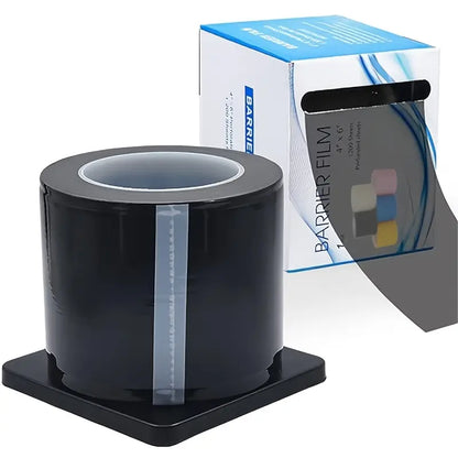 Black roll of tattoo barrier film with a box in the background