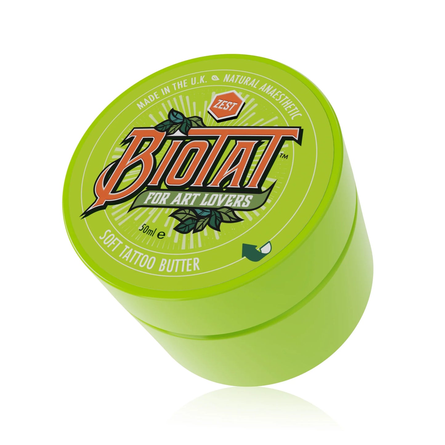 Green Jar of Biotat zen zest 50ml Front on a white background