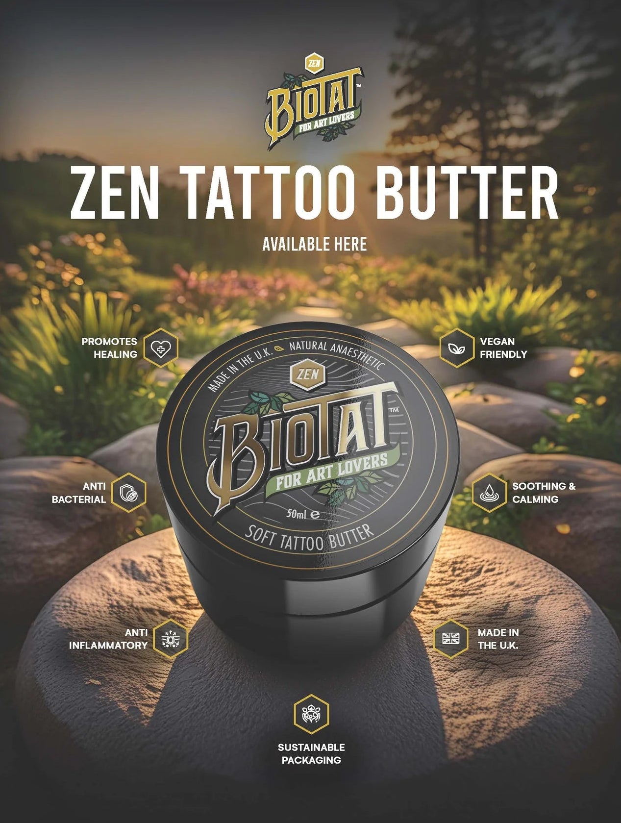 Tattoo butter with Zen fragrance made in the UK