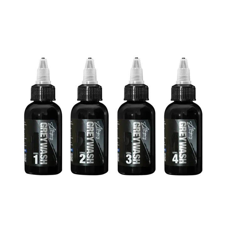 Allegory Greywash Set of 4 tattoo ink bottles