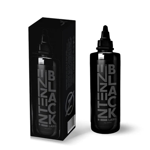 Intenze tattoo ink for blackwork and black and grey, with a box in a white background