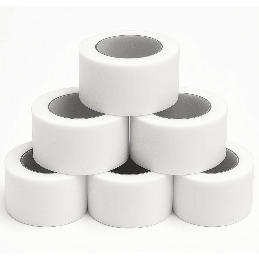 Microporous Surgical Tape stack of 6 in a white bckground