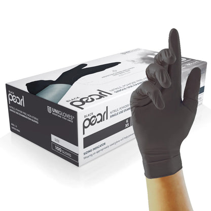 UNIGLOVES Black Pearl Nitrile Gloves for Tattoo - Box of 100 - Tattoo 