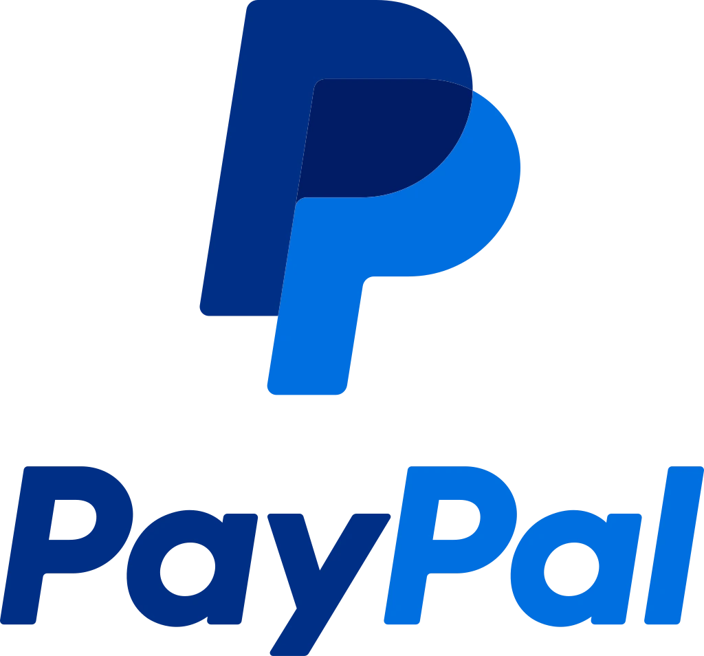 PayPal logo with blue 'P' and text on a white background