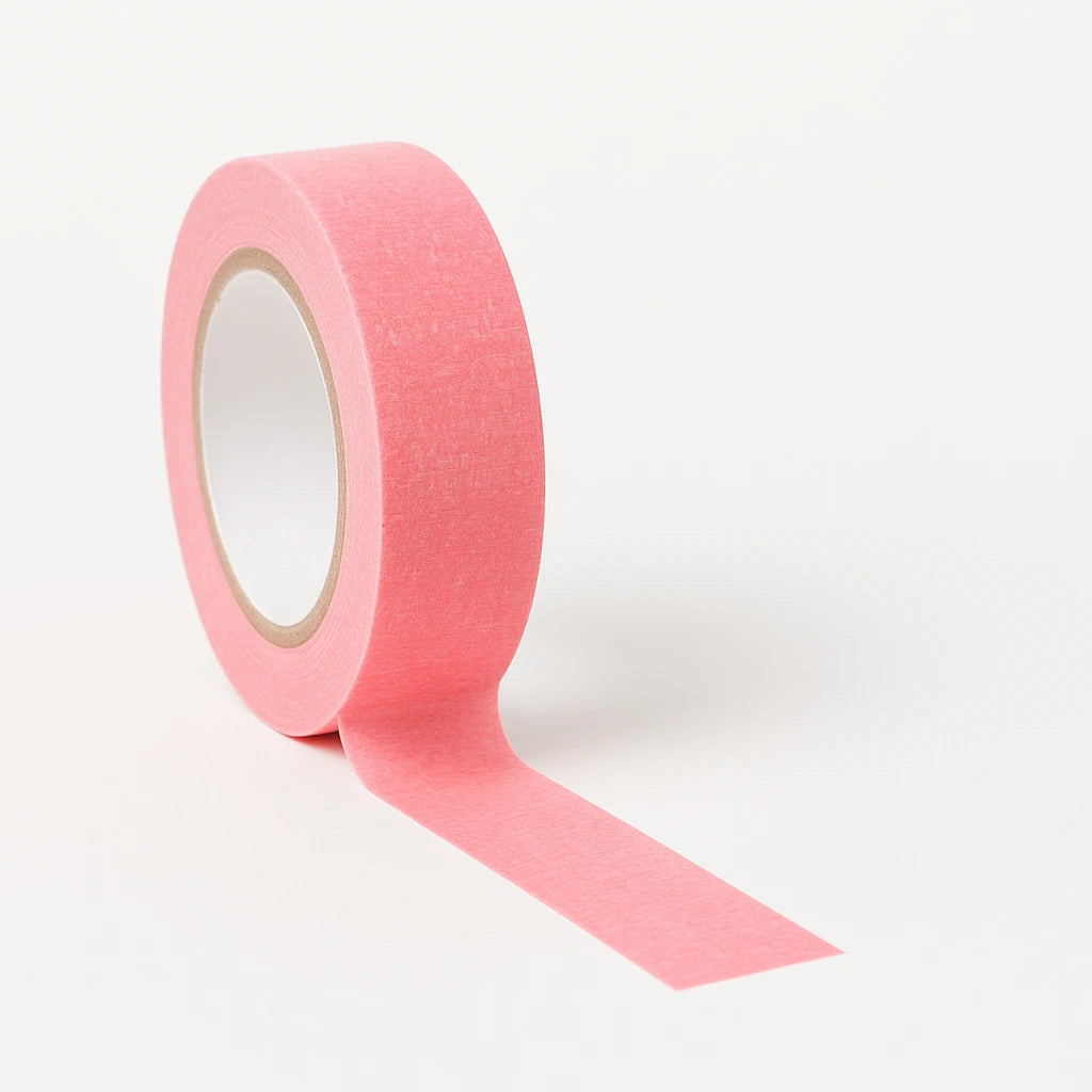 Pink tattoo paper tape roll on a white background