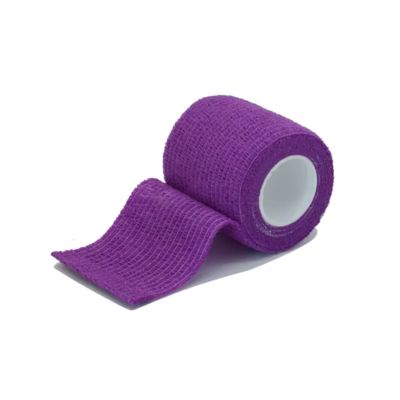 A roll of purple cohesive grip wrap with a strip unrolled, set against a plain white background.