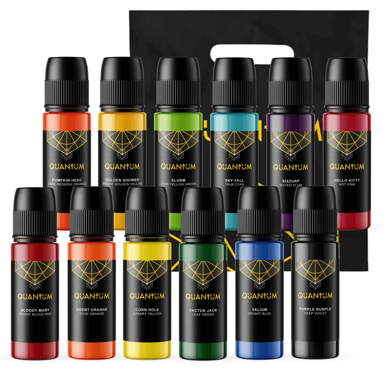 Quantum 12 colour tattoo ink set with 12 bottles