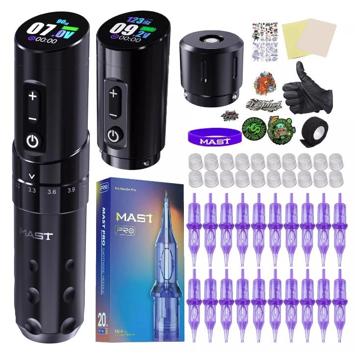 Tattoo Starter Kit | Dragonhawk Mast Flip 3 Machine Pen Wireless Advanced Bundle 2 Batteries