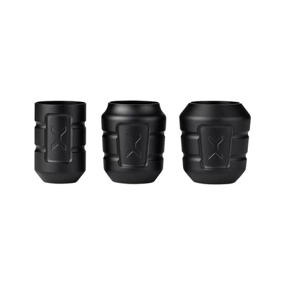3 Black tattoo pen  interchangeable grips for ozer x channel tattoo machine on a white background
