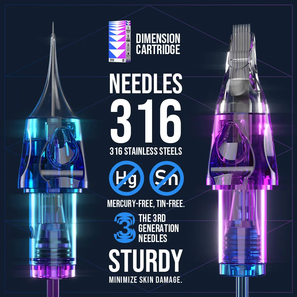 Tattoo Cartridge Needles from CNC designed for professional tattoo artists, offering precision and durability, stainless needles, security membrane