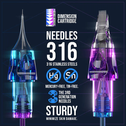 Tattoo Cartridge Needles from CNC designed for professional tattoo artists, offering precision and durability, stainless needles, security membrane