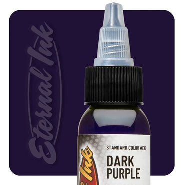 Bottle of dark purple ink with 'Eternal Ink' branding on a dark purple background