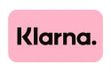 Pink label with 'Klarna.' text on a white background