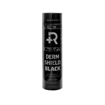 Recovery Derm Shield Black packaging tattoo protection film on a white background