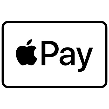 Apple Pay logo with black text and apple icon on a white background