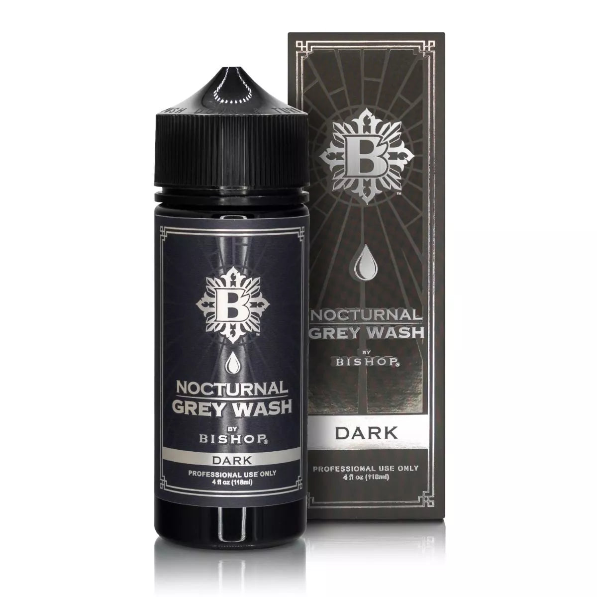 Bishop Nocturnal Grey Wash bottle and packaging on a white background