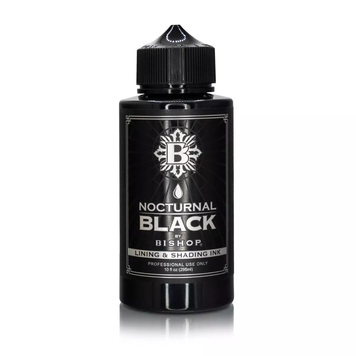 Black tattoo ink 10oz Nocturnal by Bishop for lining and shading