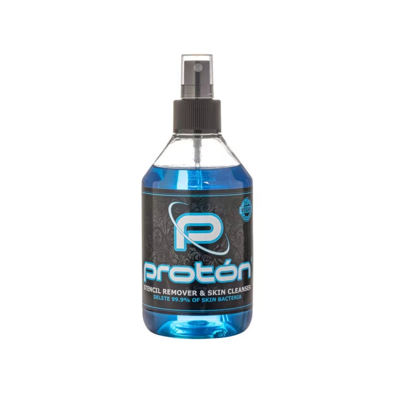 PROTON Stencil Remover & Skin Cleanser Blue 250ml for tattoo stencil removal and skin prepping.