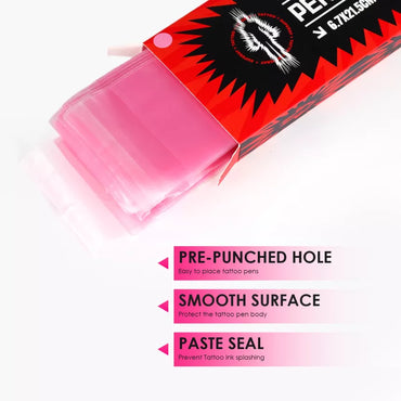 Pink tattoo pen covers disposable barrier sleeves for rotary pens