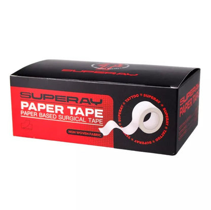 Box of Superay paper type surgical tape on a white background