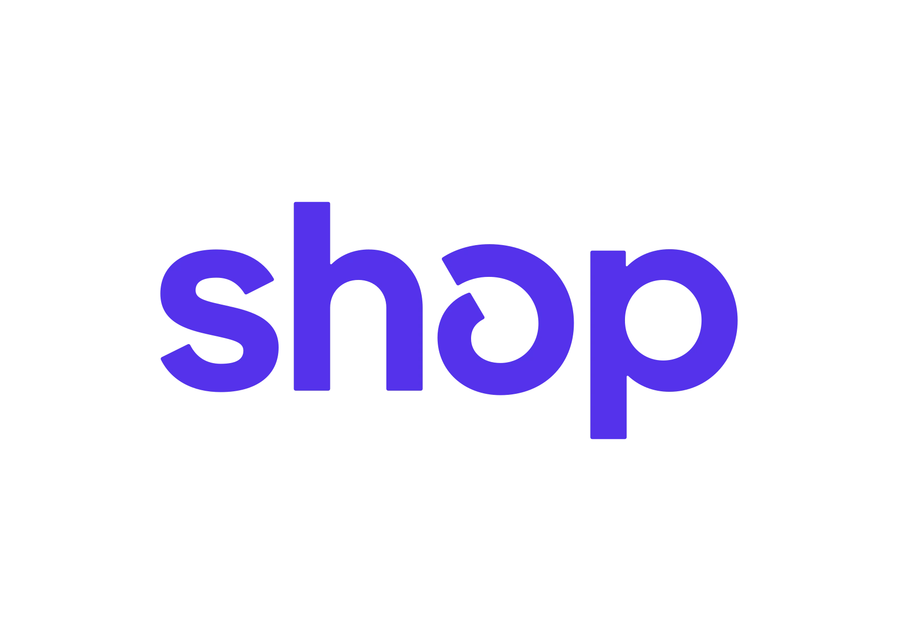 Purple 'shop' logo on a white background