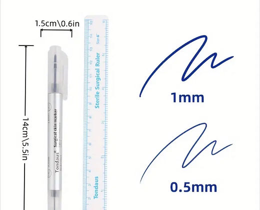 Skin marker pen for tattoos. Tattoo Pen for freehand designs. Tattoo Pen Size Information