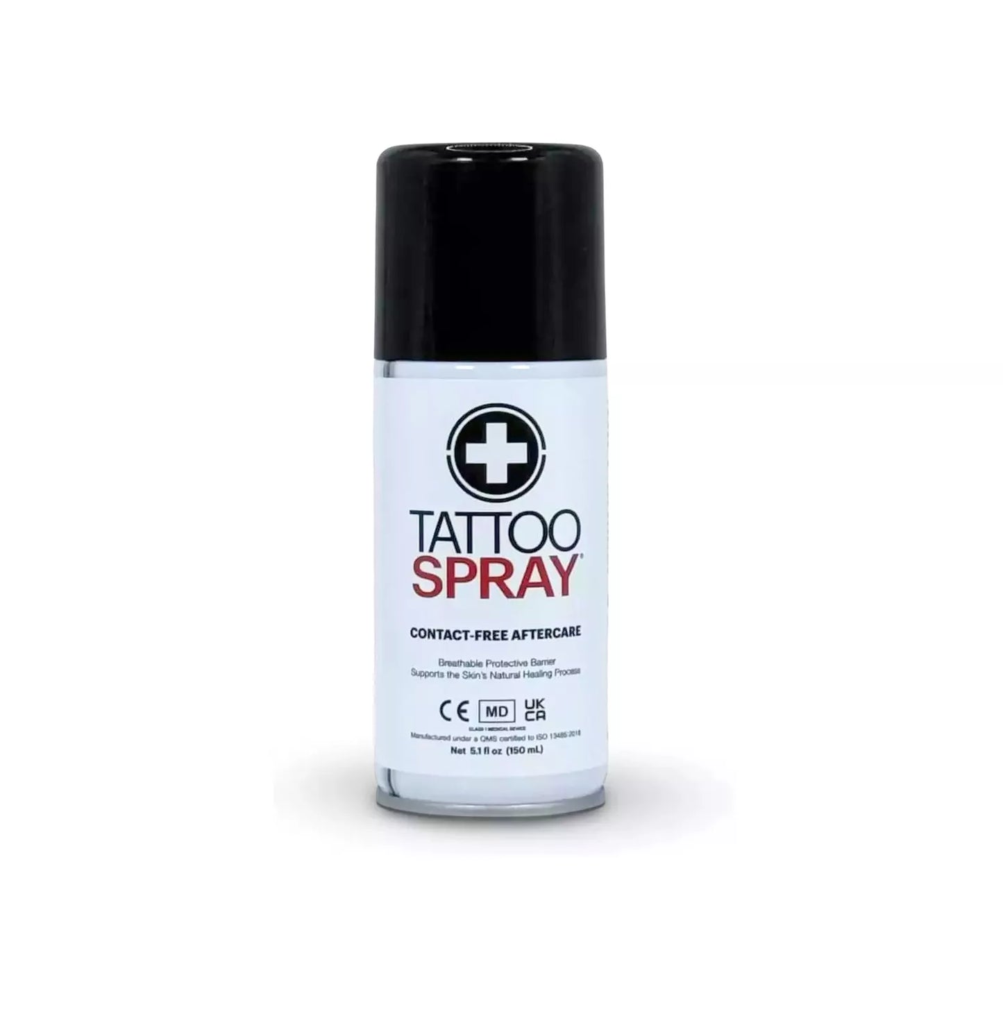 A can of Tattoo Spray x Inkeeze 150ml tattoo aftercare spray on a white background.