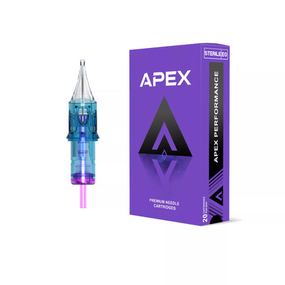 Apex Tattoo needles, premium needle cartridge with packaging on a white background