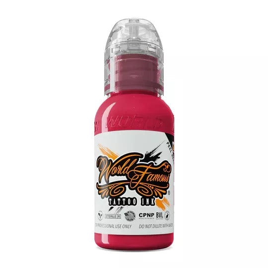 Soft yet vibrant Deep Sakura tattoo ink by World Famous with smooth flow and even healing. Vegan and professional-grade. Free UK delivery over £89.