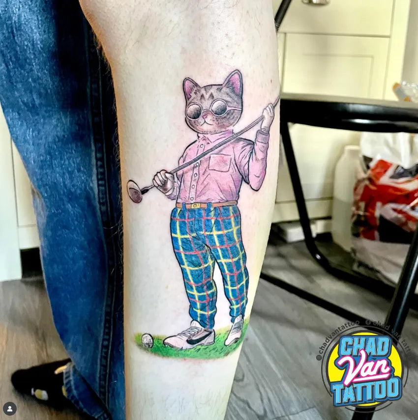 Cat Golf Tattoo