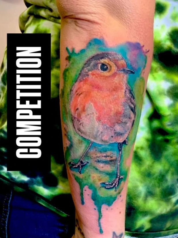 Watercolour tattoo robin